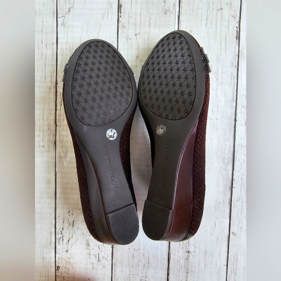 New Antonio Melani Marra Brown Leather Nubuck Snakeprint Wedge Heel Slip on - Picture 11 of 12